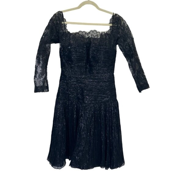 Patricia Rhodes Dresses & Skirts - Patricia Rhodes Women's Size 6 Cocktail Dress Black Lace Pleated